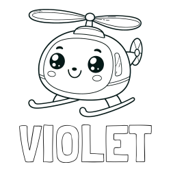 Online Created Coloring Page - VIOLET Coloring Page alongside Coloring Page of a Smiling Helicopter