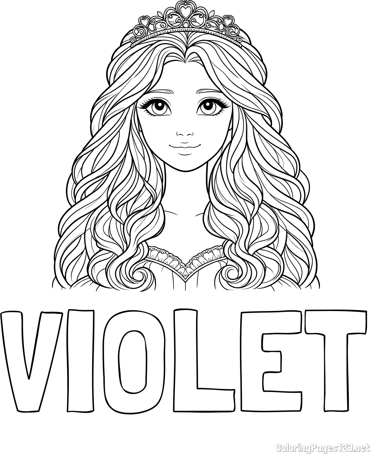 VIOLET Coloring Page and Princess Coloring Page