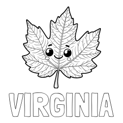 Online Created Coloring Page - VIRGINIA Coloring Page and Smiling Leaf Coloring Page for Kids