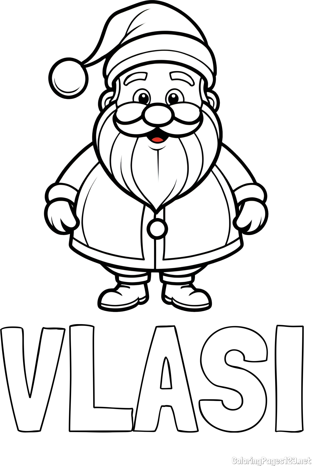 VLASI Coloring Page and Adorable Santa Claus Coloring Page for kids