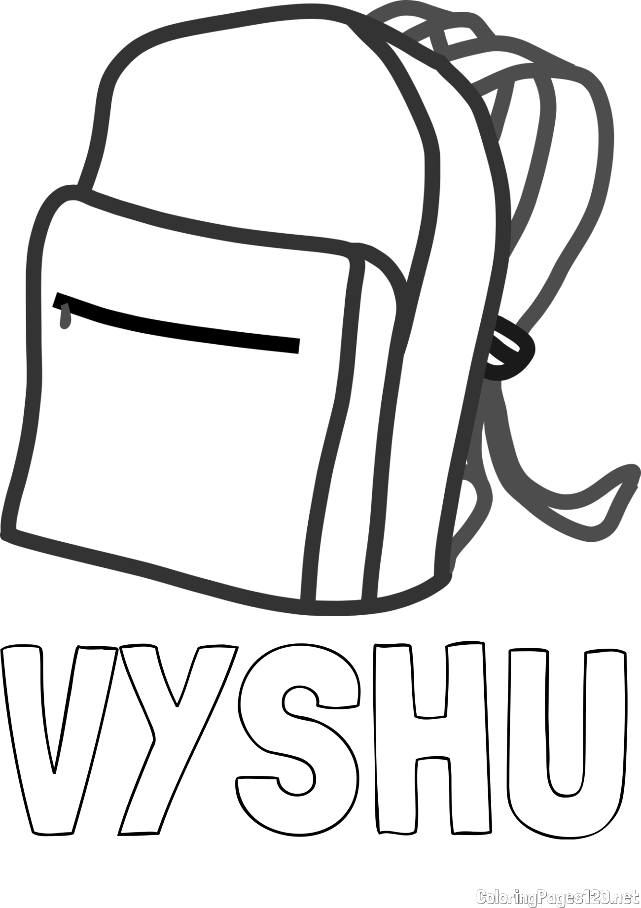 VYSHU Coloring Page and School Backpack Coloring Page