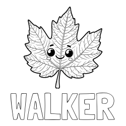 Online Created Coloring Page - WALKER Coloring Page and Smiling Leaf Coloring Page for Kids