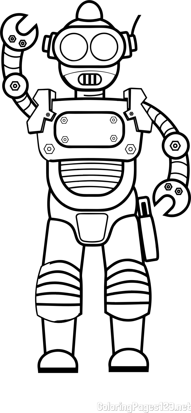 Waving and Standing Robot Coloring Page