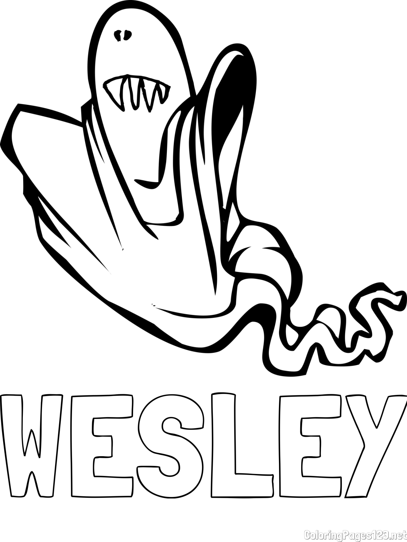 WESLEY Coloring Page alongside Funny Ghost Coloring Page for Kids