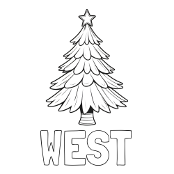 Online Created Coloring Page - WEST Coloring Page and Christmas Tree with Star Coloring Page