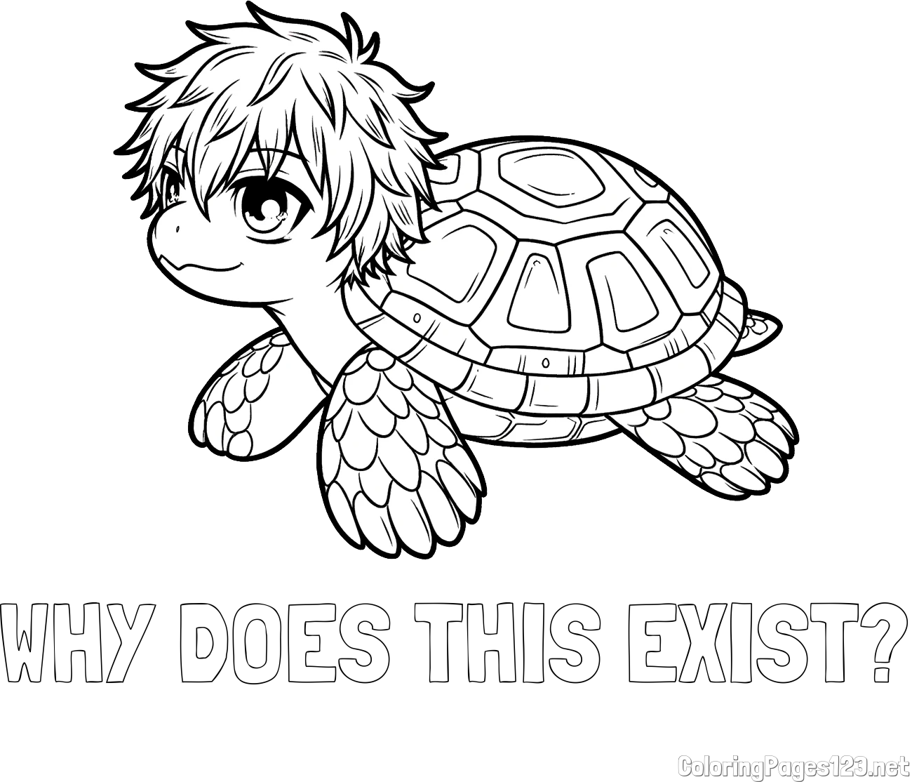 WHY DOES THIS EXIST? Coloring Page and Coloring Page of Anime Turtle
