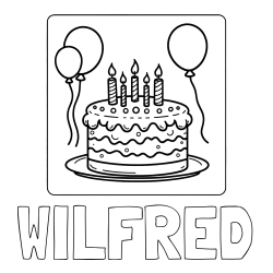 Online Created Coloring Page - WILFRED Coloring Page and 5th Birthday Cake Coloring Page
