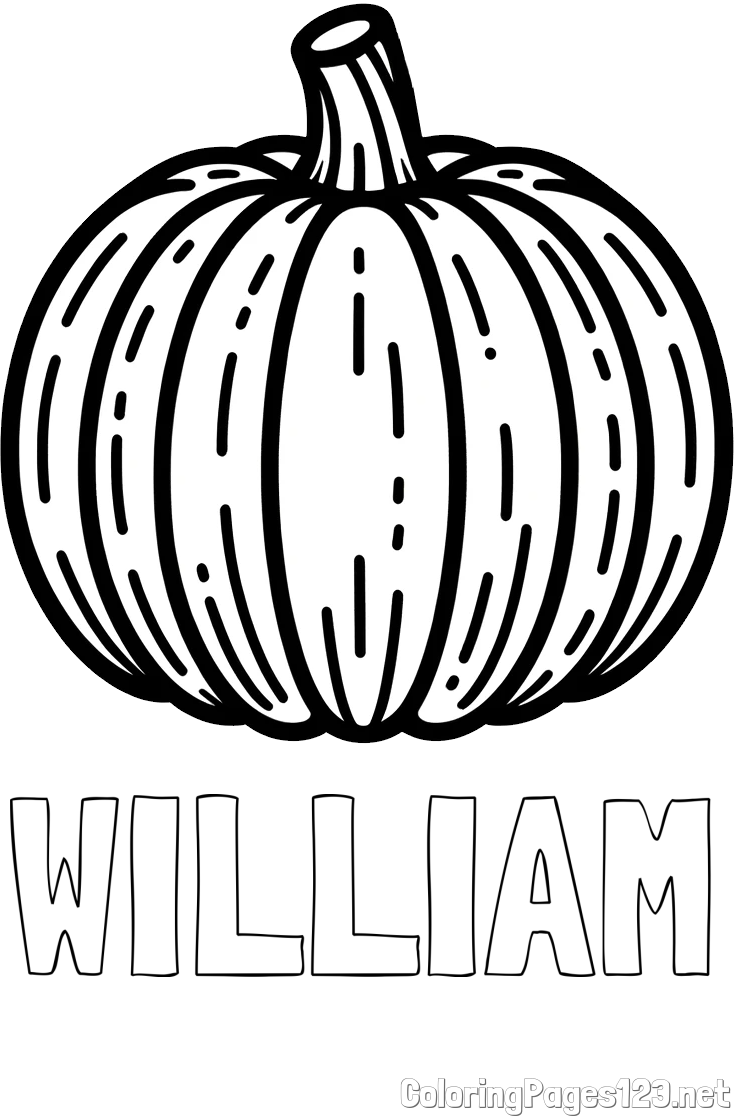 WILLIAM Coloring Page and Easy Pumpkin Coloring