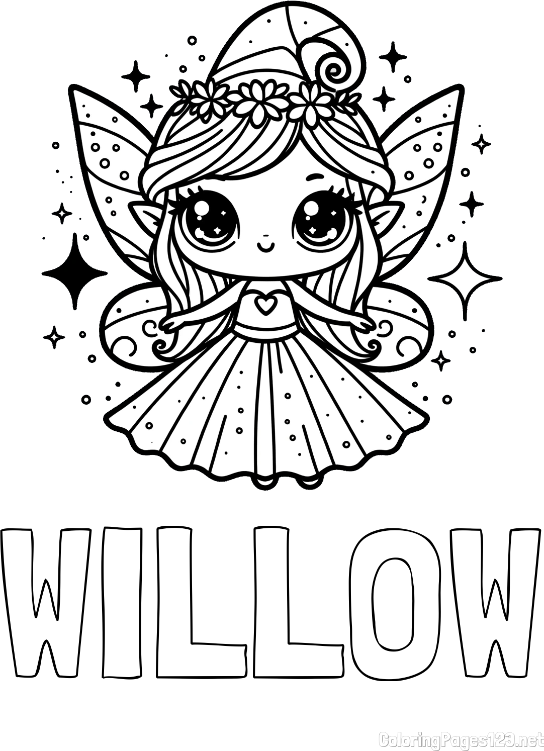 WILLOW Coloring Page alongside Coloring Page of Adorable Magical Fairy