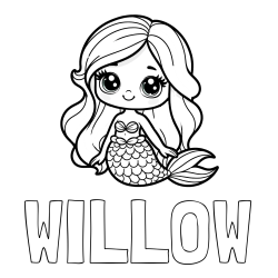 Online Created Coloring Page - WILLOW Coloring Page and Coloring Page of a Very Cute Little Mermaid