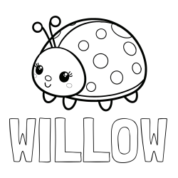 Online Created Coloring Page - WILLOW Coloring Page and Smiling Ladybug Coloring Page