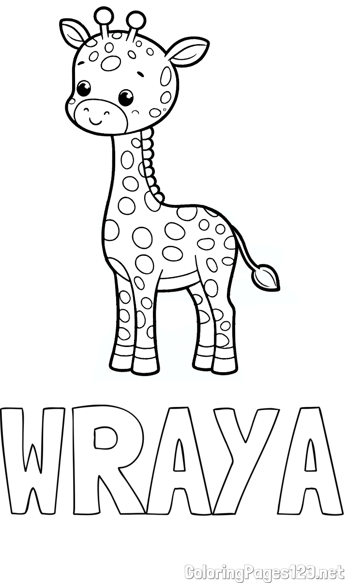 WRAYA Coloring Page and Cute Giraffe Coloring Page for Kids