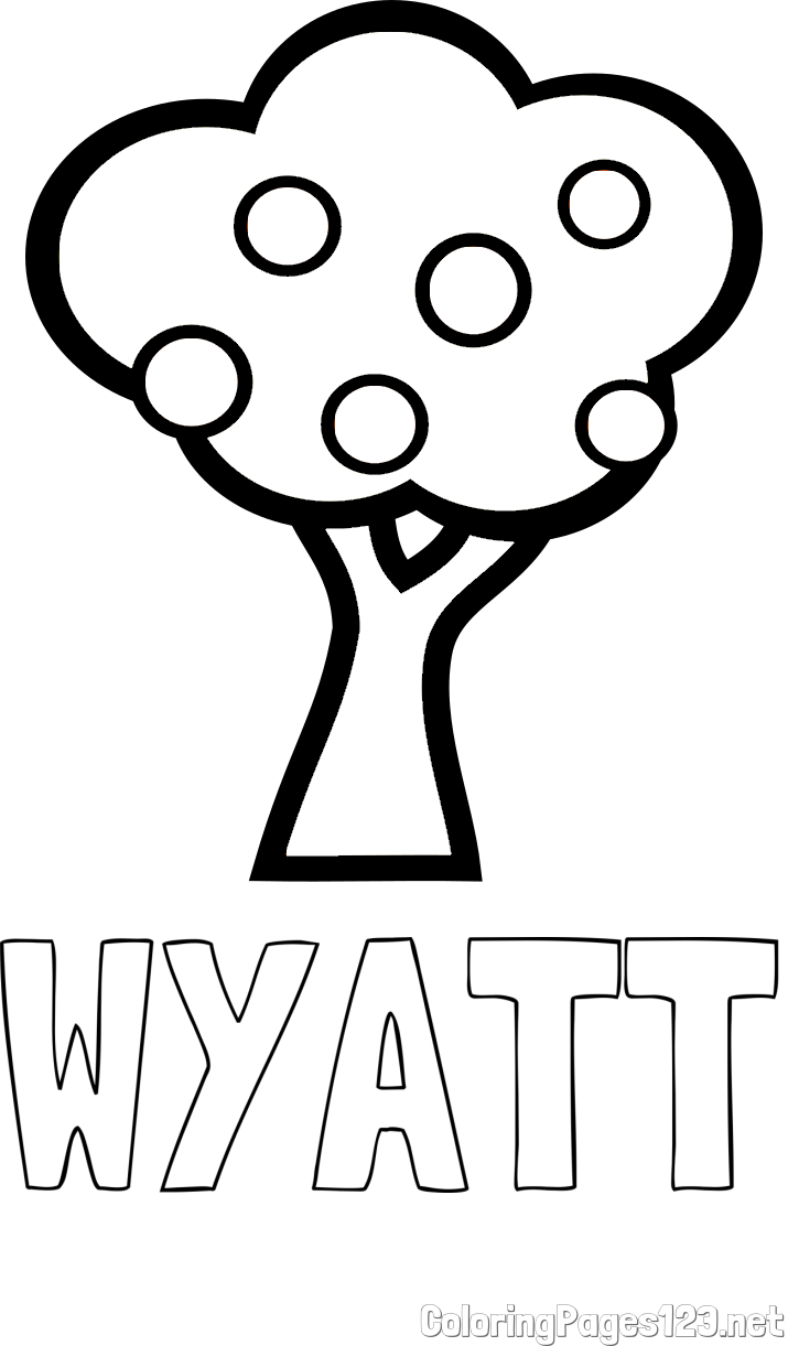 WYATT Coloring Page and Apple Tree Coloring Page