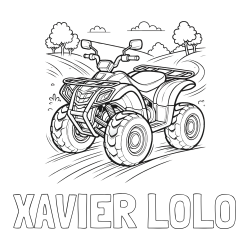 Online Created Coloring Page - XAVIER LOLO Coloring Page and Four-Wheeler in Nature Coloring Page