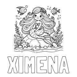 Online Created Coloring Page - XIMENA Coloring Page and Coloring Page of a Cute Little Mermaid