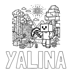 Online Created Coloring Page - YALINA Coloring Page and Minecraft World Coloring Page