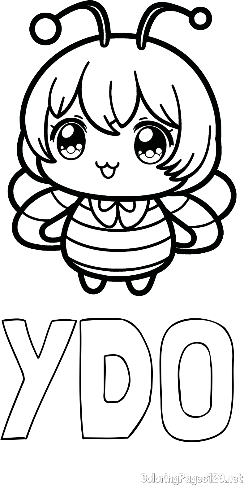 YDO Coloring Page and Anime-Style Bee Coloring Page