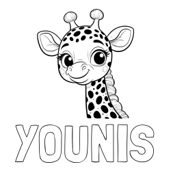 Online Created Coloring Page - YOUNIS Coloring Page and Giraffe Head Coloring Page - Cute and Smiling