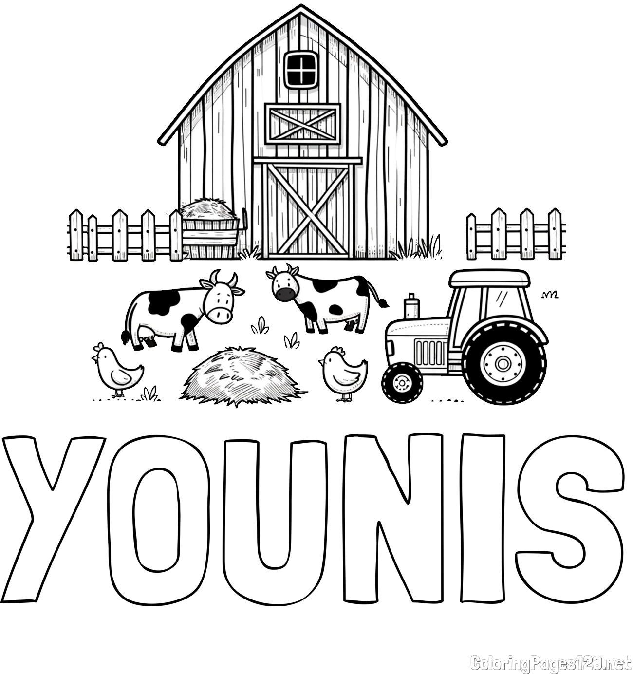 YOUNIS Coloring Page and Kids Farm Coloring Page