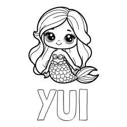 Online Created Coloring Page - YUI Coloring Page and Coloring Page of a Very Cute Little Mermaid