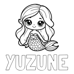 Online Created Coloring Page - YUZUNE Coloring Page and Coloring Page of a Very Cute Little Mermaid