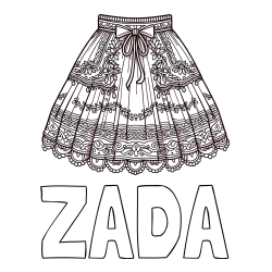 Online Created Coloring Page - ZADA Coloring Page and Vintage Dress Coloring Page