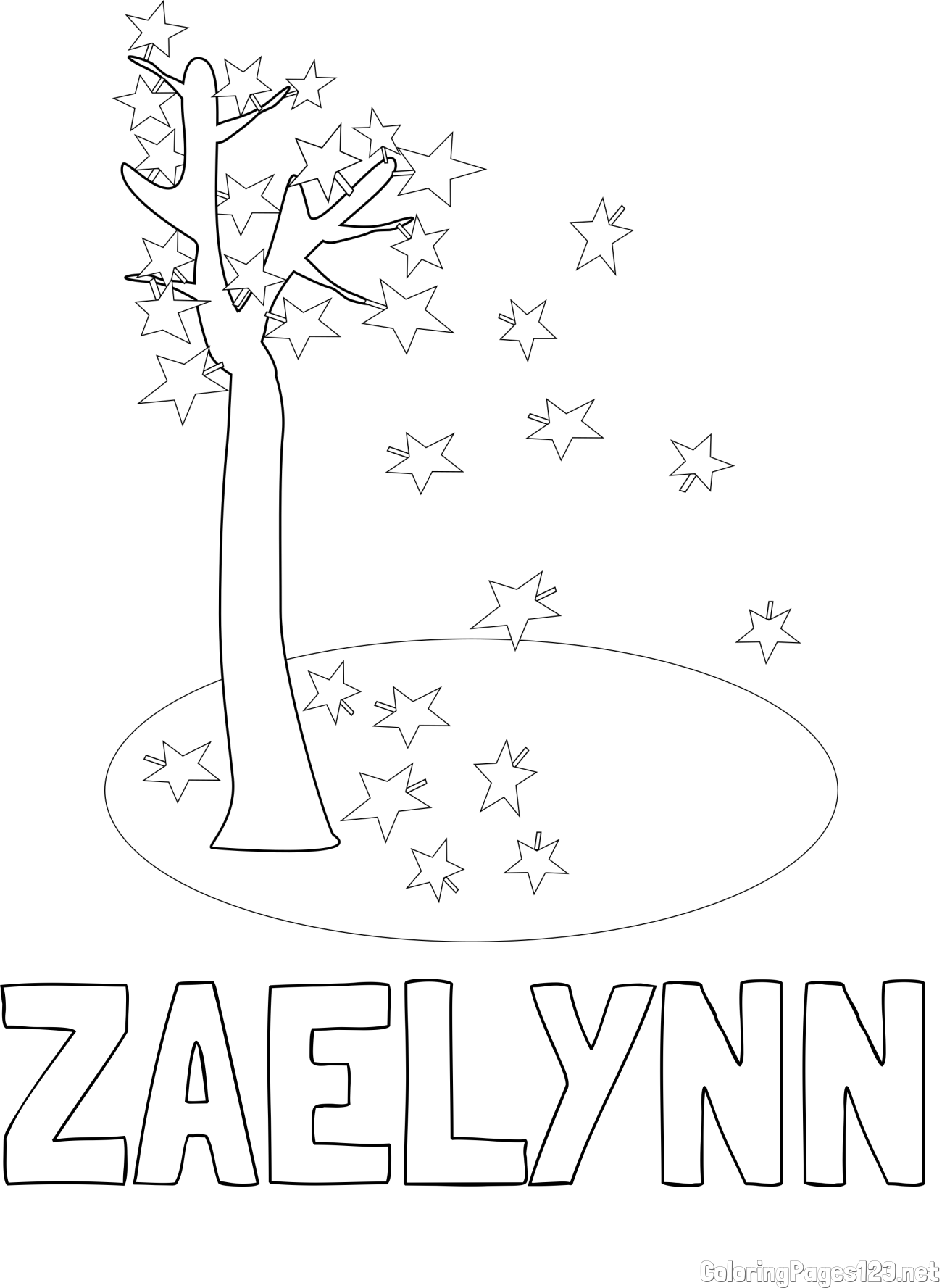 ZAELYNN Coloring Page and Autumn Tree Coloring Page for Kids