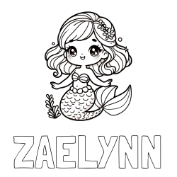 Online Created Coloring Page - ZAELYNN Coloring Page and Coloring Page of a Charming Mermaid