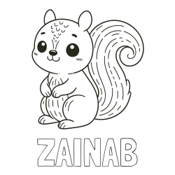 Online Created Coloring Page - ZAINAB Coloring Page and Easy Coloring Page of a Cute Squirrel