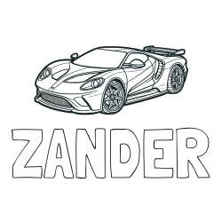 Online Created Coloring Page - ZANDER Coloring Page and Coloring Page of a Fast Sport's Car