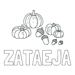 Online Created Coloring Page - ZATAEJA Coloring Page and Autumn Harvest Coloring Page - Acorns and Pumpkins