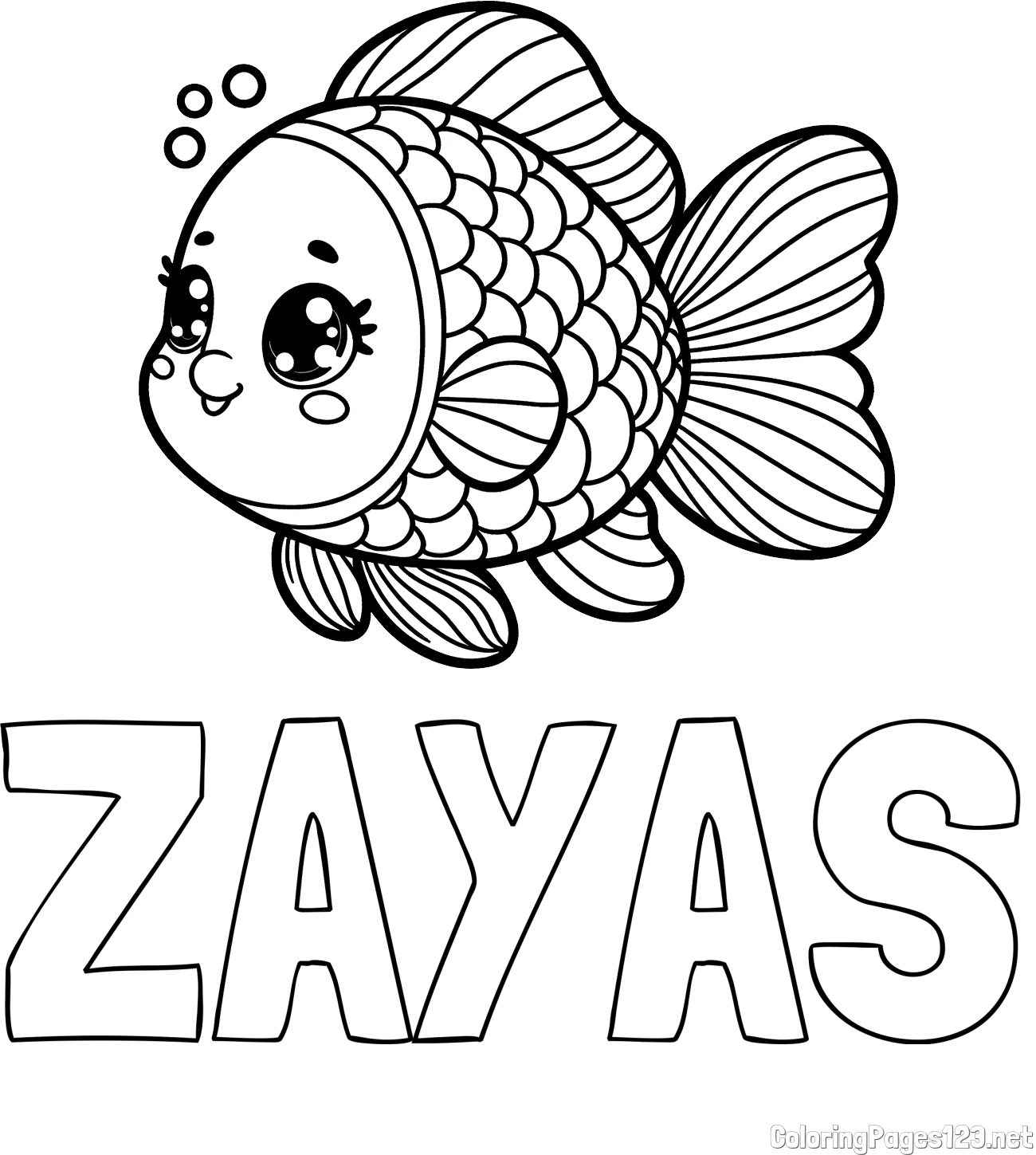 ZAYAS Coloring Page and Coloring Page of a Cute Fish