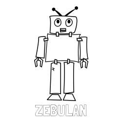 Online Created Coloring Page - ZEBULAN Coloring Page and Simple Robot Coloring Page