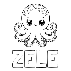 Online Created Coloring Page - ZELE Coloring Page and Free Coloring Page of a Cute Octopus with Big Eyes