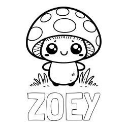 ZOEY Coloring Page alongside Coloring Page of a Cute Mushroom