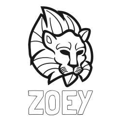 Online Created Coloring Page - ZOEY Coloring Page and Abstract Lion Face Coloring Page
