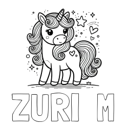 Online Created Coloring Page - ZURI  M Coloring Page and Cute Unicorn Coloring Page